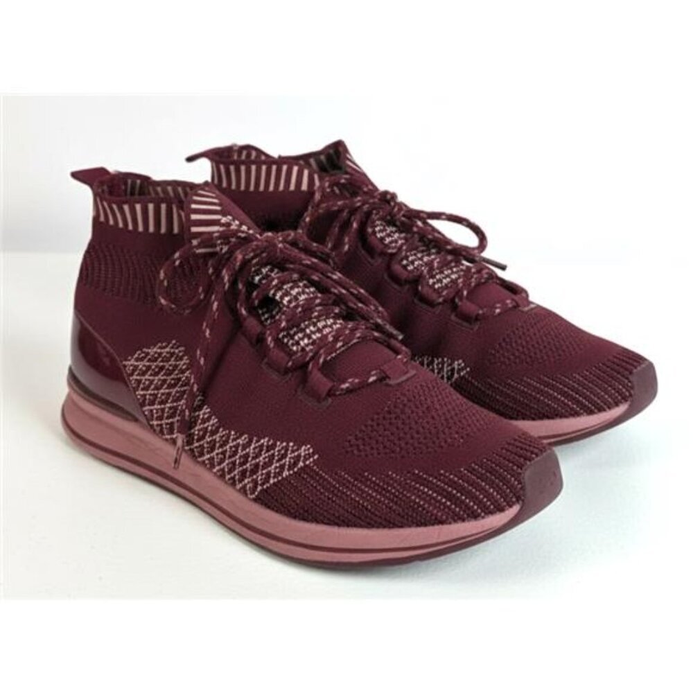 Aldo Knit Sock Sneakers Womens Size 10 Burgundy High Top Lace Up Shoes